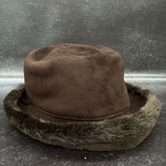 【中古品】Anna Rizzo アンナリッゾ ハット 帽子　スエード ファー　こげ茶