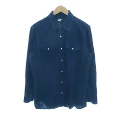 ランズエンド LANDS' END デニムシャツ ブラウス L 青 ブルー 長袖 胸ポケット ウエスタンヨーク /SC ■ECF007のサムネイル