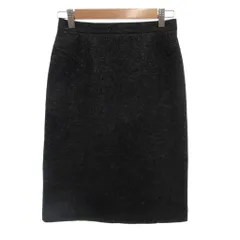 アンクライン ANNE KLEIN ひざ丈 タイトスカート 5 黒 ブラック ラメ糸 スリット入り /JI ■ECF007のサムネイル