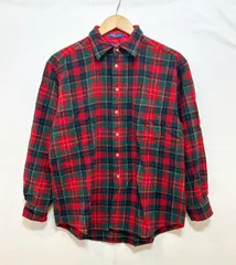 PENDLETON (L) ペンドルトン 長袖 チェックシャツ ネルシャツ ウール100 赤×青×緑 メンズ K8-12のサムネイル