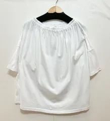 homspun (F) ホームスパン 天竺ギャザー 5分袖カットソー 半袖カットソー コットン100 白 221-6404 レディース K8-21のサムネイル