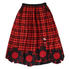 WG26033 ALBEROBELLO アルベロベロ チェック柄 スカート フラワー 花 ブタさん レッド×ブラック 赤×黒のサムネイル