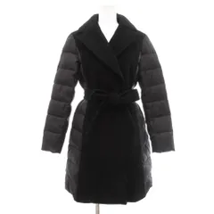 クレージュ courreges ダウンコート 38 黒 ブラック 長袖 切り替えデザイン ウエストベルト /NU ■ECG004のサムネイル