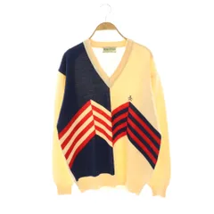 マンシングウェア MUNSINGWEAR グランドスラム GrandSlam Vネックニット セーター 長袖 ウール 2 アイボリー ネイビー レッド /DO ■GY60のサムネイル