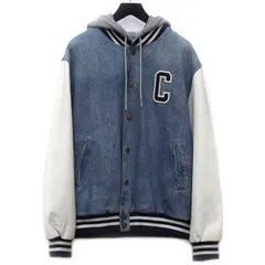 CELINE セリーヌ バーシティ ブルゾン デニムジャケット ブルー ホワイト グレー 2Q563206T XL フード ボンバージャケット メンズ 中古のサムネイル