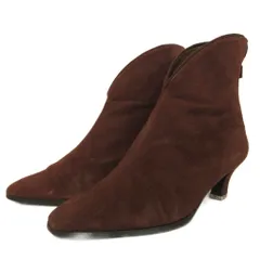 イヴサンローラン YVES SAINT LAURENT ショートブーツ スエード バックジップ 37 茶 ブラウン IBO94のサムネイル