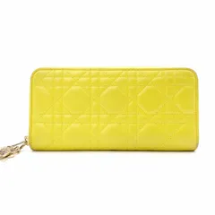 Christian Dior クリスチャンディオール ヴォヤジュールウォレット レディ ディオール 長財布 レザー イエロー ゴールド金具のサムネイル
