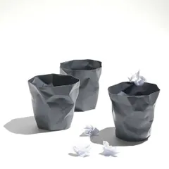 最終入荷！！ アートなゴミ箱 ダストボックス essey Mini BinBin Gray クシャクシャに潰された表面 エコ素材 シンプル スタッキング 遊び心 リビング ダイニング キッチン 寝室 ギフト プレゼント 観葉植物の鉢カバー 送料無料のサムネイル