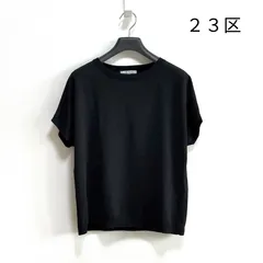 23区 レーヨン ポリエステル ストレッチ ニット プルオーバー フレンチスリーブ 半袖 黒 ブラック 洗える 38 A065のサムネイル
