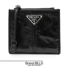 未使用品 PRADA プラダ ソフトルックスレザー 財布 折り財布 2ML049 ソフトルックスレザー ブラック ユニセックスのサムネイル