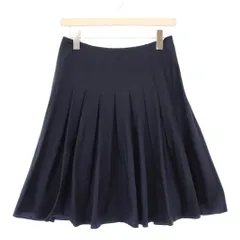 ブルマリン Blumarine サイドジッププリーツスカート フレア ひざ丈 シルク混 ワンカラー I40 紺 ネイビー 150201337 /BBのサムネイル
