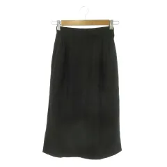 ピエールカルダン Pierre Cardin スカート 9 黒 ブラック ミディ丈 タック入り ヘリンボーン 両サイドスリット /MN23 ■ECA005のサムネイル