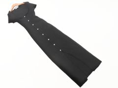 ZARA ザラ フロントボタン Uネック リブ スリット ワンピース sizeM/黒 ■◆ レディース