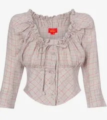 Vivienne Westwood レッドレーベル CHECK ブラウス コルセット リネン グレー サマー ジャケットのサムネイル