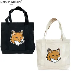 MAISON KITSUNE メゾンキツネ 新品・アウトレット トートバッグ LW05101WW0050 ブラック / ホワイト FOX HEAD  フォックスヘッド ロゴ コットンキャンバスのサムネイル