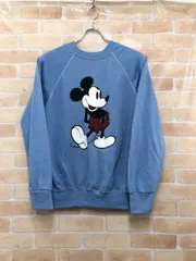 【中古】 Disney ディズニー 80s 白足ミッキー CASUALSタグ スウェット ブルー M 111456873のサムネイル
