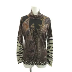 エトロ ETRO ニット セーター 絹 シルク カシミヤ混 42 グレー 黒 ブラック 茶 ブラウン マルチカラー 総柄 トップス /YU ■GY47のサムネイル