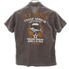 AVIREX アヴィレックス リネンブレンド SKY TRAIN 半袖 シャツ M チャコールグレー レディース 古着のサムネイル