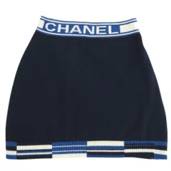 美品 シャネル CHANELロゴ P60730 カシミヤ サイズ34 ネイビー ミニスカート 1650 CHANELのサムネイル