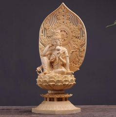 最新作木彫 仏師で仕上げ品 如意輪観音像 仏教美術
