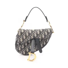 ディオール Dior ハンドバッグ サドルバッグ ミニ オブリークジャカード アイボリー/ネイビー キャンバス レザー オブリーク サドル バッグ ミニ レディースのサムネイル