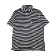 DAKS ダックス ボーダー柄 半袖 ポロシャツ M/ ホワイト×ネイビー系 メンズのサムネイル
