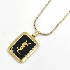 【新着】YVES SAINT LAURENT カサンドラロゴ スクエア プレート メタル ゴールド、ブラック ネックレスのサムネイル