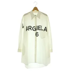 エムエムシックス メゾンマルジェラ MM6 Maison Margiela チュニックシャツ ビッグシルエット ロゴプリント S 白 黒 S52CT0697 /MI ■GY19のサムネイル