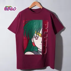 美少女戦士 セーラームーン Sailor Moon Tシャツ L エンジ セーラープルート 冥王せつな キャラT アニメT Y2K ストリート オーバーサイズ ビッグシルエット 古着 c4024