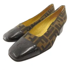 フェンディ FENDI ズッカ柄 パンプス シューズ チャンキーヒール 35 茶 ブラウン /JS IBO102のサムネイル