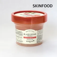 【未使用】SKINFOOD   スキンフード　BLACK SUGAR Perfect Essential Scrub 2X ORANGE TEA ＜フェイスパック／洗い流すタイプ＞　限定　送料込み　6470021のサムネイル