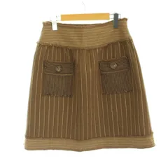 モスキーノチープアンドシック MOSCHINO CHEAP AND CHIC スカート USA6 茶色 ブラウン ストライプ柄 ひざ丈 フリンジ加工 /AG ■OS ■GY06のサムネイル