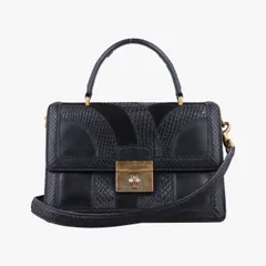 ドルチェ＆ガッバーナDolce & Gabbanaロザリア トップハンドル ブラック レザー × スエード × パイソン 50のサムネイル