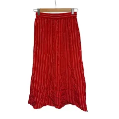 トミーヒルフィガー TOMMY HILFIGER ロングスカート ストライプ キュプラ EUR32 赤 レッド /MZ ■GY99のサムネイル