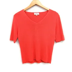 トラサルディ TRUSSARDI サマー ニット セーター 半袖 Vネック 無地 42 オレンジ /FT35のサムネイル