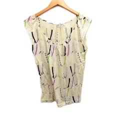 ツモリチサト TSUMORI CHISATO ウール ニット タンクトップ レッグ柄 鳥刺繍 2 クリーム /FT48のサムネイル