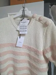 試着新品 34 BALMAIN バルマン あんさんぶる ニットトップス ピンク BALMAIN バルマン アンゴラ ニット半袖 BALMAIN バルマンニットのサムネイル