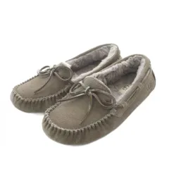 アグ オーストラリア UGG australia ANSLEY ローファー モカシン US5 22cm SOFT AMETHYST グレー リボン付き U字ステッチ ファーライニング /RI ■OSのサムネイル
