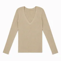 CASA カーサ ベージュ Vネック リブニットのサムネイル