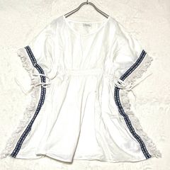 earth music&ecology インド製 コットン100% 刺繍 トップス 白 F