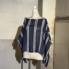 me ISSEY MIYAKE 19aw レーヨン混 平面カットソー プリーツ加工 ストライプ柄 変形 ネイビー ミー イッセイミヤケ MI93FK301のサムネイル