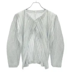 PLEATS PLEASE ISSEY MIYAKE プリーツプリーズ イッセイミヤケ ストライププリーツカーディガン PP68-J0744 ホワイト×グレー 3のサムネイル