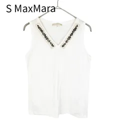 'S Max Mara（エス マックスマーラ） ビジュー襟 ノースリーブトップス ベージュ Lサイズ コットン100％のサムネイル