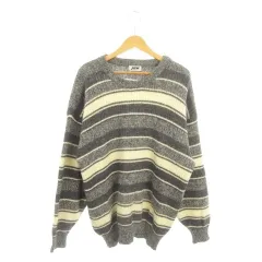 ジュンメン JUN MEN セーター グレー ベージュ ストライプ柄 クルーネック 長袖 /MN17 ■GY58のサムネイル