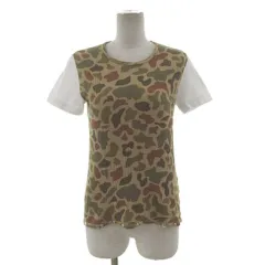 タオ コムデギャルソン TAO COMME des GARCONS ビンテージワッフル迷彩切替Tシャツ 3E-T037 AD2009 丸首 半袖 スタッズ 日本製 コットン 茶 カーキ 緑 白 Sのサムネイル