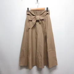 マイストラーダ Mystrada 美品 ウエストリボン ロング フレア スカート 36 ベージュ 裏地付きのサムネイル