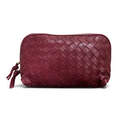 BOTTEGA VENETA ボッテガヴェネタ ポーチ イントレチャート レザー ボルドー イタリア製のサムネイル