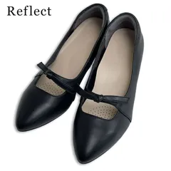 【美品】Reflect リフレクト 通年★ EEE ポインテッドトゥ ヒール ストラップ パンプス Sz.23.0cm レディース 黒のサムネイル