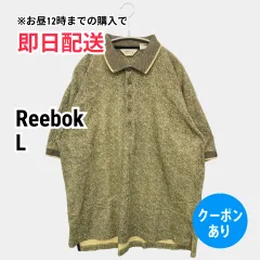 Reebok リーボック ポロシャツ L カーキ ライン柄 その他総柄 半袖 メンズのサムネイル