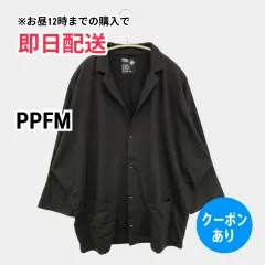 PPFM ピーピーエフエム シャツ/ブラウス ブラック コットン 無地 ミドル丈 半端袖 オープンカラー メンズのサムネイル